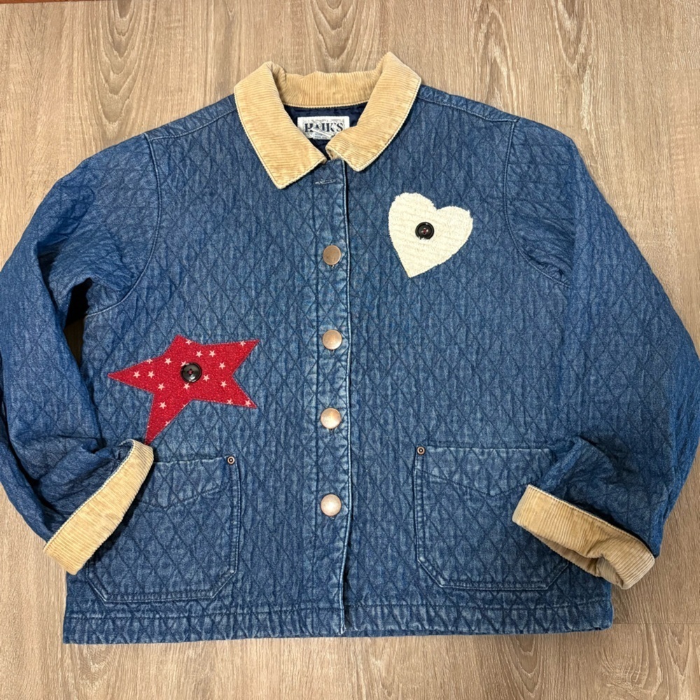 VTG Haiks Size L Quilted Denim Blue Jean Chore Coat Country American Corduroy - Picture 4 of 10